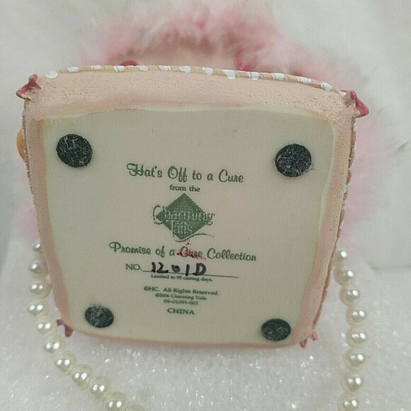 Charming Tails Hats Off To A Cure Figurine Mouse Pearls 2006 Breast Cancer - Picture 6 of 6